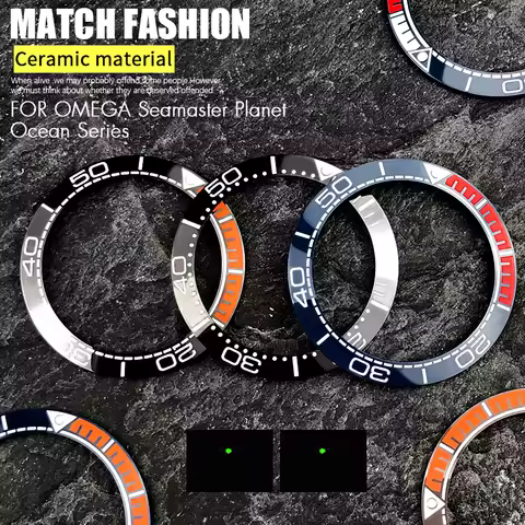 39.8mm Ceramic Bezel for Omega Seamaster Planet Ocean 600M Automatic Chronograph Watch Parts Luminou