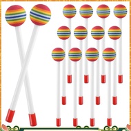 14 Pcs Lollipop Drum Mallet Sticks Round Rainbow Hammer Percussion Sticks Plastic Drumsticks for Kid