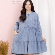 Terlaris Zaskia Dress by Pavelio | Midi Dress Jeans denim kekinian fit