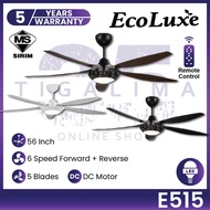 ECOLUXE E515 56Inch 5 Blades 6 Speed DC Motor with Remote Control Ecoluxe Ceiling Fan Kipas Siling 1