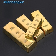 ANHENGXIN Simulation Gold Brick, Alloy Craft Handicraft Gold Bar Ornaments, Funny Solid Carved Lucky Gold Bar Office