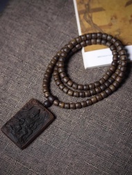 【文殊觀音】菩薩越南芽莊奇楠沉香搭配鼓珠6×7mm108顆掛件吊墜