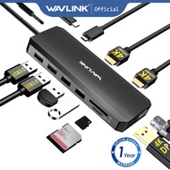 WAVLINK USB C Hub Triple Monitor 12 in 1 Laptop Docking Station Multiport Adapter with Dual 4K HDMI 