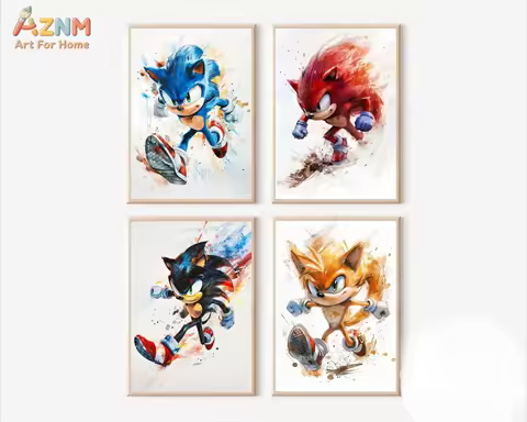 Sonic Hedgehog PrintsPosters, Game Poster Printable, Shadow, Tails, Knuckles, Wall Art, Kids Room De