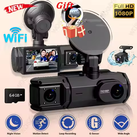 WIFI 2/3 Channel Dash Cam for Cars 1080P Video Recorder Dashcam Black Box 3 way Car DVR Front and Re