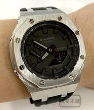 【威哥本舖】G-Shock 全新鋼殼膠帶改裝實品 GA-2100改裝 GA-2100-1A1 已改含錶（銀殼黑帶）