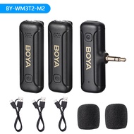 BOYA BY-WM3T2 M1/M2 Mini 2.4GHz Wireless Microphone Omnidirectional Portable Wireless Lavalier Microphone With 3.5mm TRS Jack for Camera Noise Canceling Mic for Video YouTube Interview Tiktok Vlog