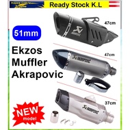 Ekzos Akrapovic Motor Muffler Exhaust READY STOCK 51mm Big 47cm Long Ekzos Racing Moto GP Motorcycle Tabung