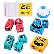 Wooden Face Changing Magic Cube Building Blocks Game Matching Expression Puzzle Toy Board Games for 