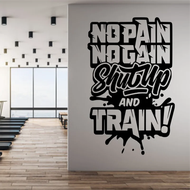 No Pain No Gain Train GYM Fitness Slogan Wall Sticker Home Gym Vinyl Decal Home Decoration Wall Tatt