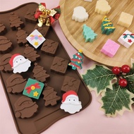 15-Cavity Christmas Series Silicone Mold Santa Claus Gift Box Christmas Tree Chocolate Mold Ice Tray