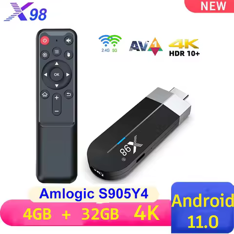 Android 11 Smart Mini TV Stick X98 S500 Amlogic S905Y4 Quad Core 4G 32G 4K AV1 H.265 2.4/5G Wifi Med