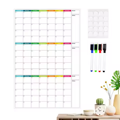 Whiteboard Calendar 3-Month Reusable Undated Schedule Planner Wall Dry Erase Calendar For Homeowners
