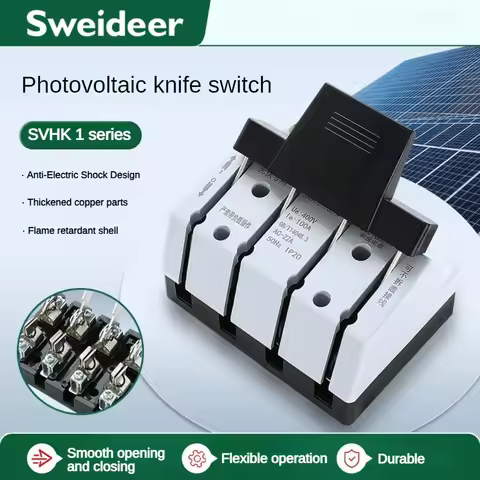 HK18 Photovoltaic Knife Switch 2P 4P Isolation Low Voltage Circuit Breaker 63A 100A 160A 200A 250A D