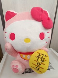 Sanrio Hello Kitty 櫻花色招財貓造型毛公仔