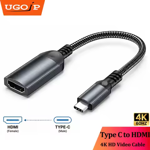 UGOjP 4K@60Hz Type C to HDMI Adapter Cable 4K30Hz USB C Male to HDMI Female Converter Cable for Lapt