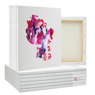 3Pcs White Blank Canvas Board Wooden Frame Cotton Canvas Board