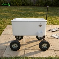 MagiDeal Air-Filled Tires Insulated Cooler Wagon Dual Lids Patio Cooler Wagon with Wheels Push Handl