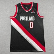 American Embroidered Jersey Trail Blazers No. 0 Lillard Black Basketball Jersey