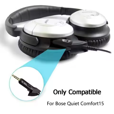 Replace Adapter Cable Black Compatible Bluetooth Receiver Neutral Headphone Cable for Bose QuietComf