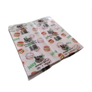 Burger Wrapper Paper (100pcs+-) | Burger Food Wrap | Sandwich Wrapper | Kertas Burger | Kertas Pembu
