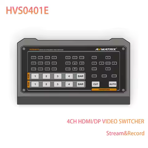 AVMATRIX HVS0401E Micro 4 Channel HDMI/ DP Video Switcher Mixer 4 Channel Inputs with RTMP Live Stre