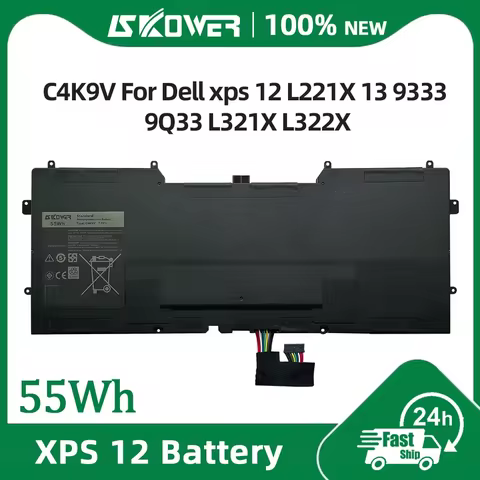 SKOWER 55Wh C4K9V Laptop Battery For Dell XPS 12 L221X 13 9333 9Q33 L321X L322X Replacement Y9N00