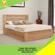 Dipan tempat tidur kayu jati minimalis ukuran 200 x 100