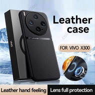 Shockproof Casing For Vivo X300 Pro X300Pro X 300 5G Leather Magnetic Car Holder Phone Case Anti-fal