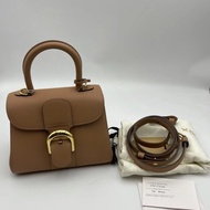 德爾沃Delvaux迷你mini brillant 奶茶色金扣手提單肩包