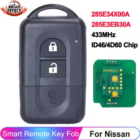 KEYECU 433MHz ID46/4D60 For Nissan X-trail Qashqai Pathfinder Micra NV200 Keyless Remote Key 285E3-4