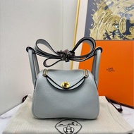 愛馬仕 Hermes 全套 mini lindy 聖杯藍金扣 手袋 斜挎包
