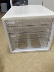 White Plastic 4-Drawer Storage Box 文件收納四層櫃桶A4 size