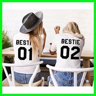 Bestie 01 Bestie 02 Matching Best Friends Shirt Graphic Printed Quotes T-Shirt Tops