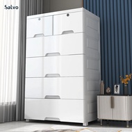 Salvo Drawer Cabinet 5/6/7 Tier Plastic Storage Cabinet With Lock Large Wardrobe With wheel Almari b