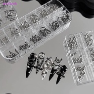 wallpink 30/60PCS/Box Metal Retro Circle Nails Art Charms 3D Punk Style ck White Nail Parts Nail Dec