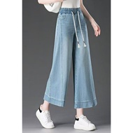 High-Waisted Wide-Leg Pants with Elastic Band - Slimming Design for Larger Sizes