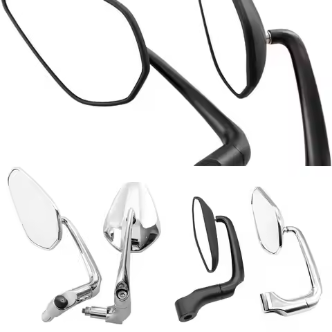 Rear Aluminum Motorcycle 7/8" Mirrors View CNC End Handlebar Mirror Universal Street Bike Scooter E-