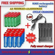NEW 3 5 1.5V Aa9800mah+Aaa8800mah+Usbcharger 1.5V, Rechargeable Nickel Hydrogen Battery, Used For Aa