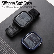 Full Cover Silicone Soft Case for iWatch Series 9 45mm 41mm 44mm 40mm Protective Case Plating Glossy Case for iWatch Series 8 7 6 5 4 3 SE2 Accessories