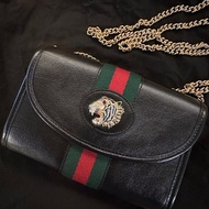I 近全新Gucci Rajah Leather Shoulder Bag Mini Black
