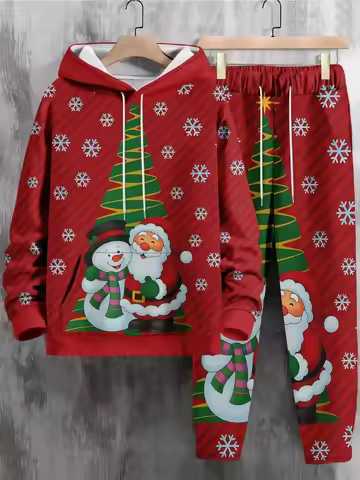 Christmas 3D Print Hoodies 2pcs Suit Christmas Santa Claus Man Woman Tracksuit Pants 2pcs Year Party