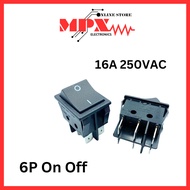 DPDT 6P 2Position ON-OFF Snap in Mounting Rocker Switch 16A/250V AC