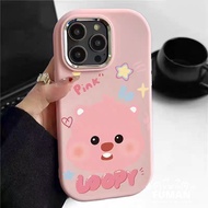 Cartoon Pink Little Beaver Phone Cover For Vivo V40 Pro V25 Pro Y7s iQOO Z9 Turbo Z7 Z7X Z9X Neo 3 B