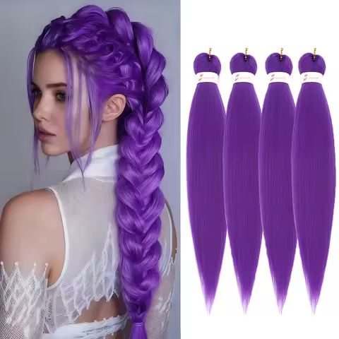 Purple Braiding Hair Pre Stretched Synthetic Braiding Hair Extensions for Braids, Purple Hair Extens