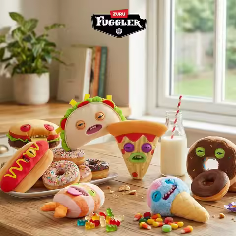 Fuggler Plush Blind Box Food Fuggalicious Delicacy Hamburger Pizza Plush Kawaii Mystery Box Funny Bi