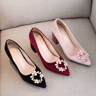 Velvet Crystal Bead Heels Size 33-43