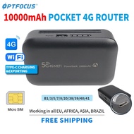 OPTFOCUS 4G Lte Portable Modem Wireless Powerbank USB TYPEC 4G SIM Card 10000Mah MIFI Modem 4G Mini Pocket Hotspot