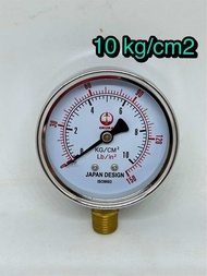 Pressure gauge 10 kg/cm2 เกจวัดแรงดัน หน้าปัดขนาด 2.5 นิ้ว ข้อต่อขนาด 1/4 นิ้ว BSPT Bottom connectio
