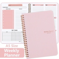 A5 Weekly Planner 52Weeks Schedule Notebook Metal Coil Notebook Plan Notebook School Office Supply